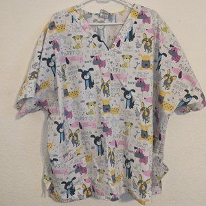 2x HQ Scrubs Cherokee Top - dog print